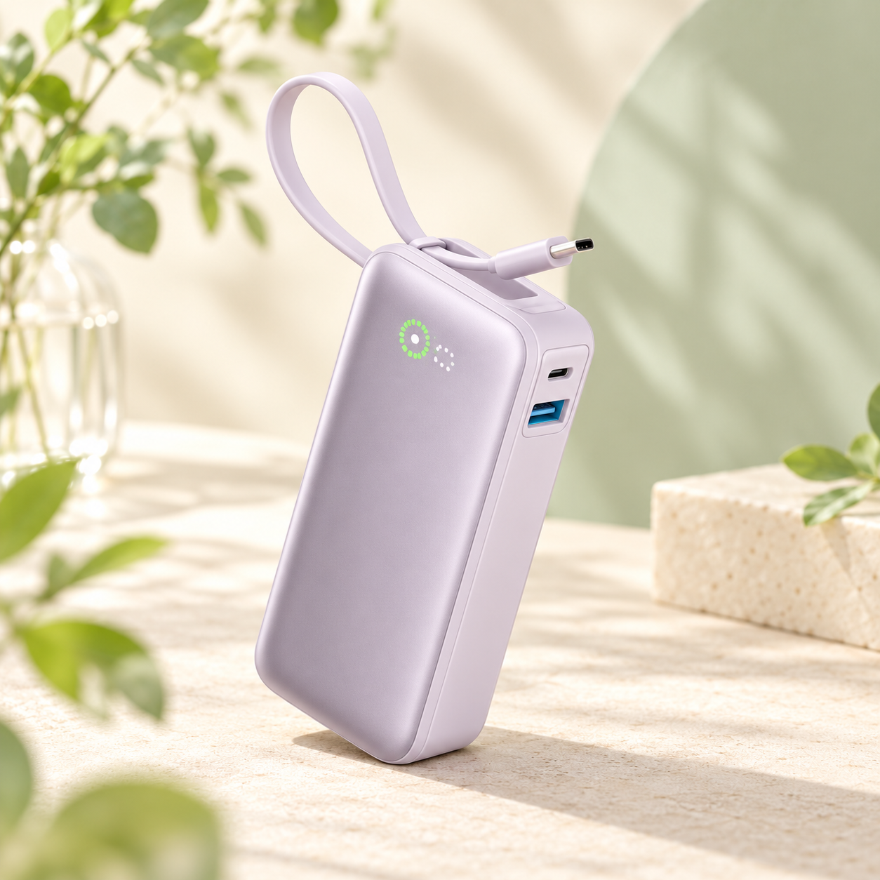 Anker Nano Power Bank (30W, Built-In USB-C Cable) パープル