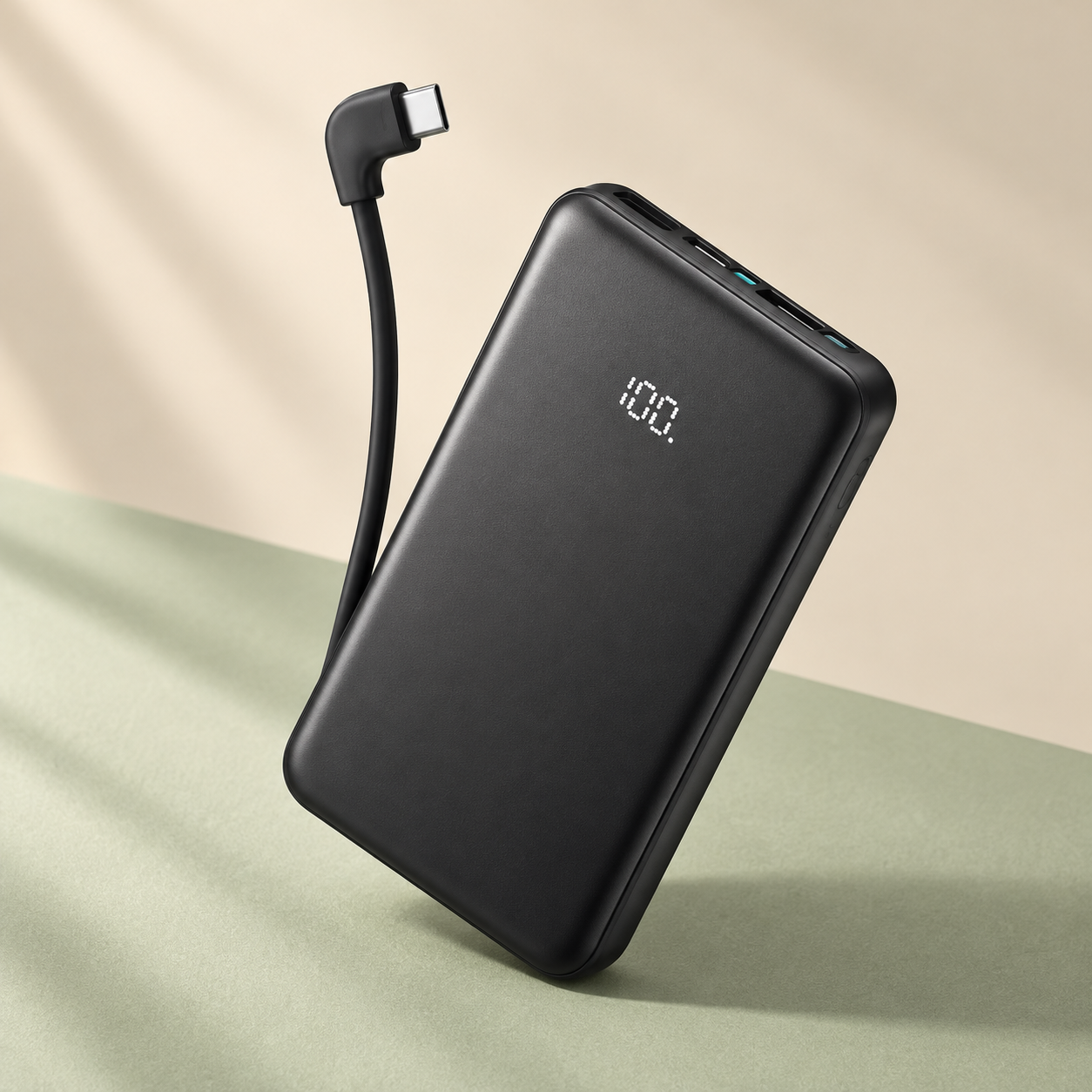 Anker Zolo Power Bank (10000mAh, 22.5W, Built-In USB-Cケーブル) ブラックの説明用イラスト