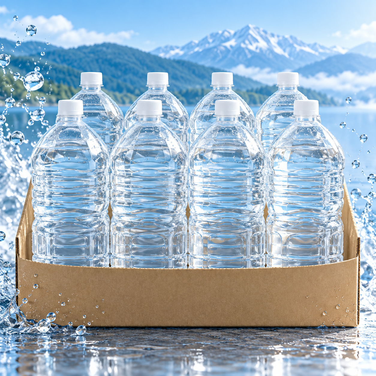 伊藤園 磨かれて、澄みきった日本の水 2L 8本 ラベルレスの説明用イラスト